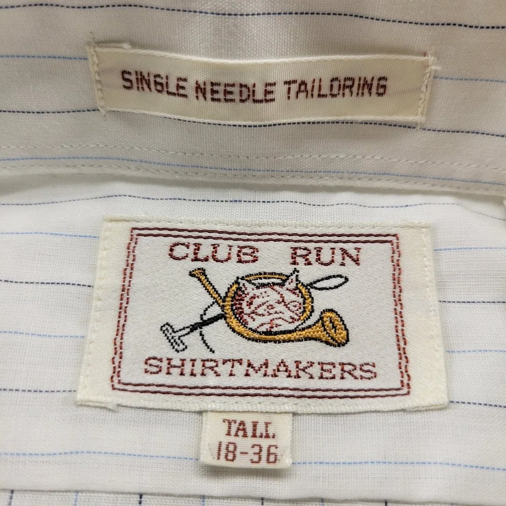 Club Run Shirtmakers pinstripe long sleeve dress shirt size 18/36 3XL